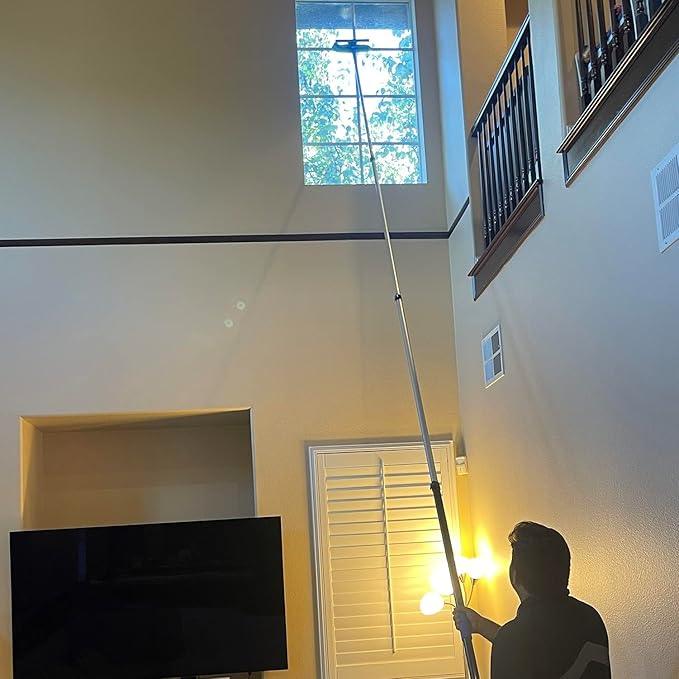 High Ceiling Fan Duster with 5-8 Foot Extension Pole, Extendable Reusable Cobweb, Feather, Window Cleaning Squeegee Kit - NeatNest
