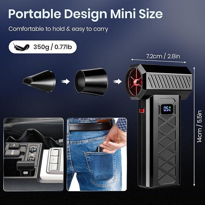 Keledz Electric Air Duster, 28000 RPM 6-Speed Cordless Blower for PC/Keyboard Cleaning, Rechargeable Mini Blower for Car, House & Outdoor Use - NeatNest