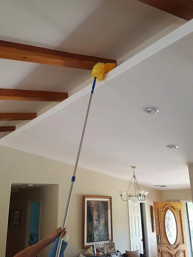 Feather Microfiber Plus Nylon Static Cobweb Duster | Reach Up To 20 Feet | Extendable 3 Tier Ceiling Fan Webster Duster Kit | Aluminum Extension Pole With Threaded Tip | U.S. Duster Co - NeatNest
