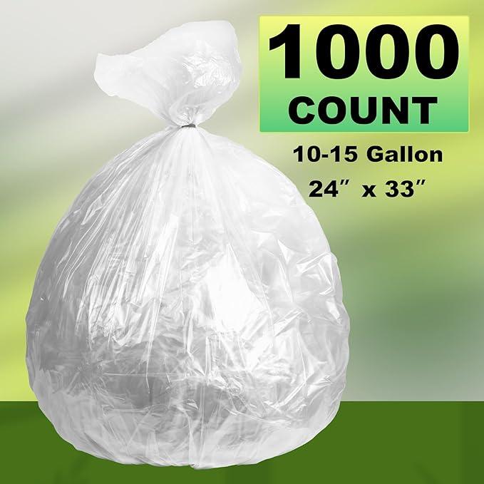 Trash Can Liner - Wholesale 1000 Count Garbage Bags on Perforated Roll 10-15 Gallon Multipurpose for Office Bathrooms Business Home Commercial and Industrial Needs - NeatNest