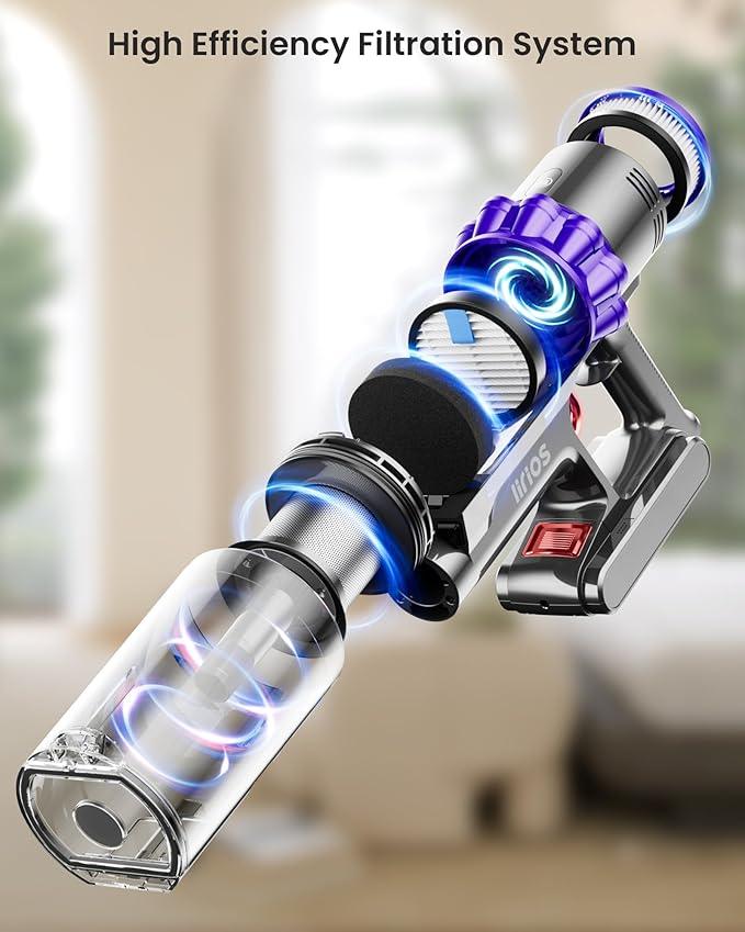 Cordless Vacuum Cleaner,600W 50KPA 65Mins Self-Standing Vacuum Cleaners for Home, Stick Vacuum Cordless with Wall Mount Charging, LED Display, Upgraded Roller Brush for Carpet,Pet Hair,Hardwood Floor - NeatNest