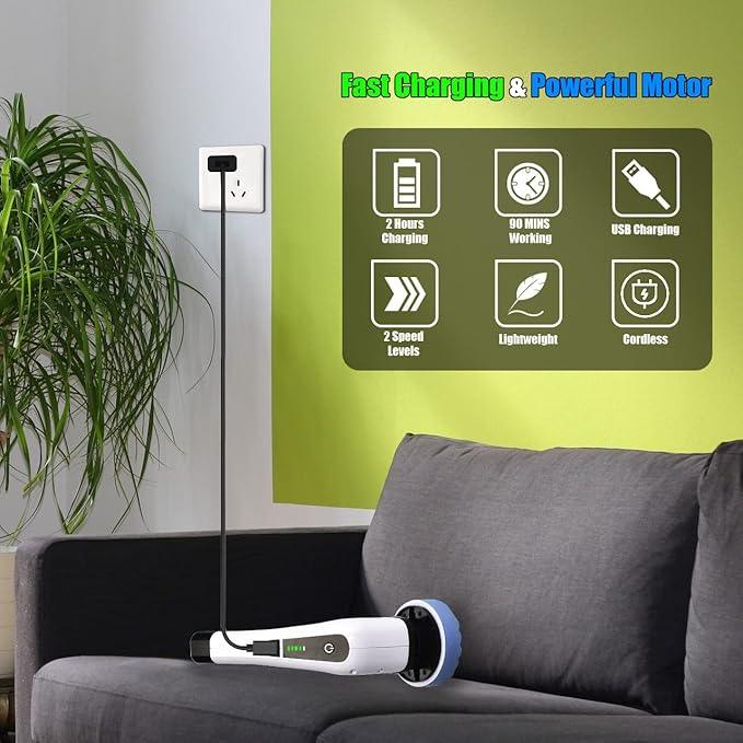 Electric Spin Scrubber, FARI Shower Cleaning Brush with 8 Replaceable Drill Brush Heads, Cordless Power Scrubber with Adjustable Handle Bathroom and Shower Cleaner - NeatNest