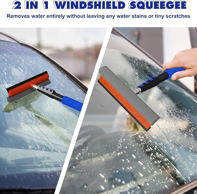 SKGPOLE 26Ft Reach Car Wash Kit with 5-20FT Telescopic Extension Pole, Car Wash Brush with Long Handle, Wheel Tire Brush, Car Wash Mop, Mitt, Squeegee for Cleaning Car, SUV, RV, Boats, Solar Panels