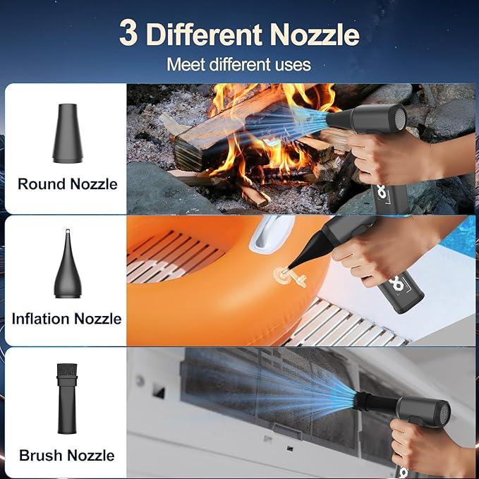 Compressed Air Duster, 180000RPM Powerful Cordless Electric Air Duster with Brushless Motor and LED Light, Rechargeable Stepless Speed Regulation Dust Blower for PC, Keyboard, House, Car and Outdoor - NeatNest