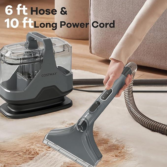 COSTWAY Upholstery Cleaner Machine, Portable Spot Cleaner with 15Kpa Powerful Suction, 600W Cleaning Machine with Versatile Attachments for Couch, Stairs, Carpet, Pet Messes - NeatNest
