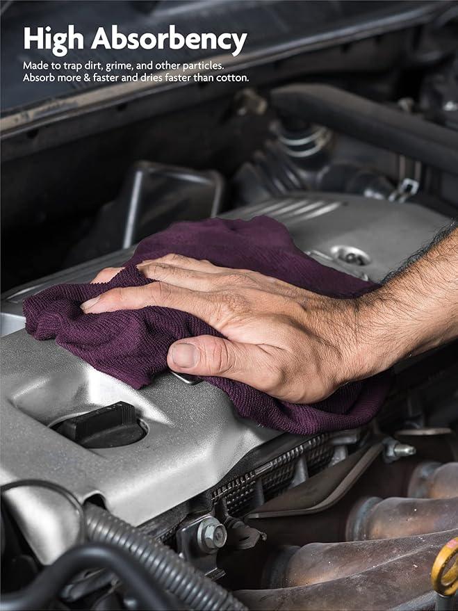 Fantasticlean Microfiber Cleaning Cloth Roll -75 Pack, Tear Away Microfiber Towels, 12" x 12", Reusable, Washable, Scratch Free, Ultra Absorbent for Car, Home Supplies (Dark Purple) - NeatNest