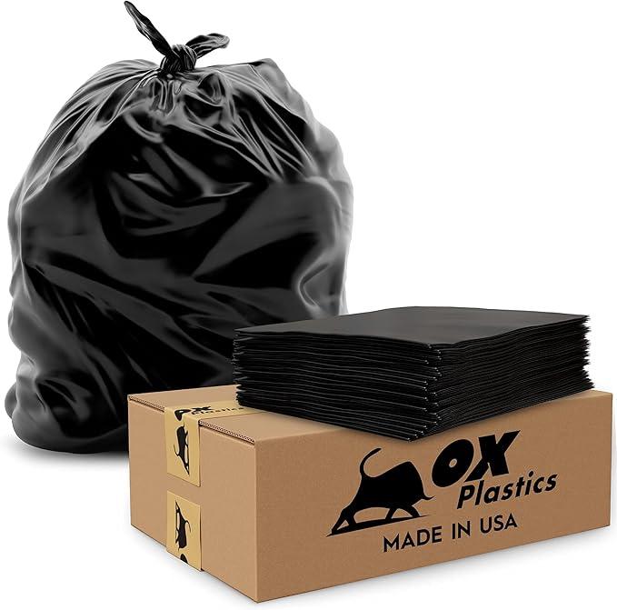 55 Gallon Trash Bags Heavy Duty โ Large Black Contractor Bags 36x52" โ Industrial, Yard Waste, Lawn & Leaf, Construction Garbage Can Liners โ Made in USA (3 Mil, 25 Count) - NeatNest