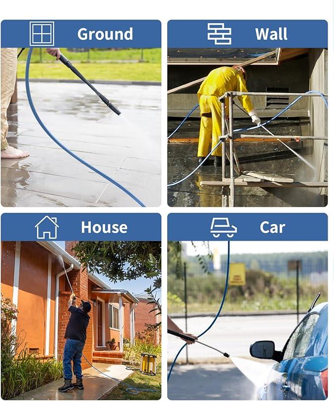 Pressure Washer Hose 75FT 3/8" for Cold and Hot Water 212°F, with Swivel Quick Connect, 4500PSI Kink Resistant Grade Steel Wire Braided, Power Washer Hose With 2pcs M22-14mm Adapter - NeatNest
