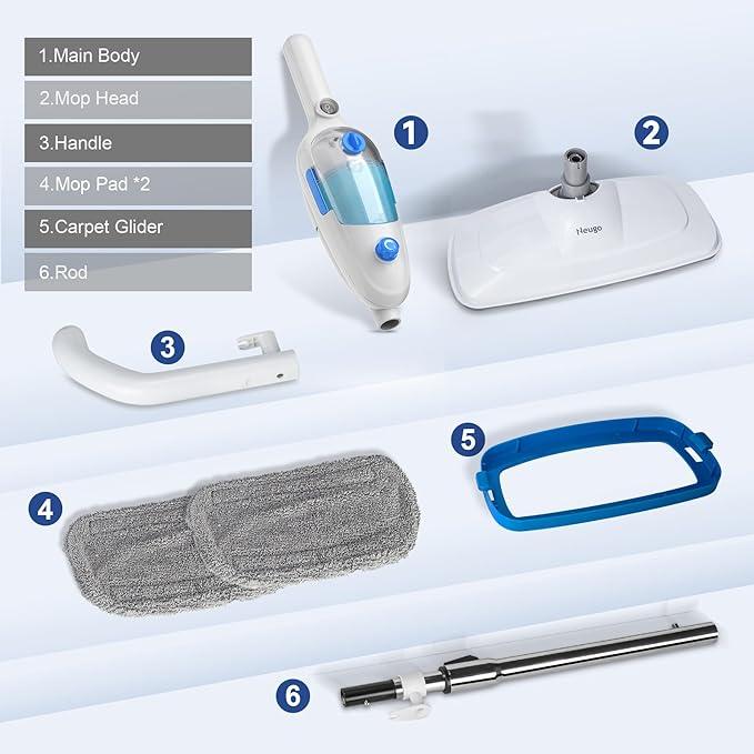 Steam Mop for Hardwood Floor Cleaning, Floor Steamer Cleaner Lightweight for Vinyl, Laminate, Carpet, Tile Hard Floors w/Adjustable Steam Modes & Height, 23ft Cord, 2 Washable Pad - NeatNest