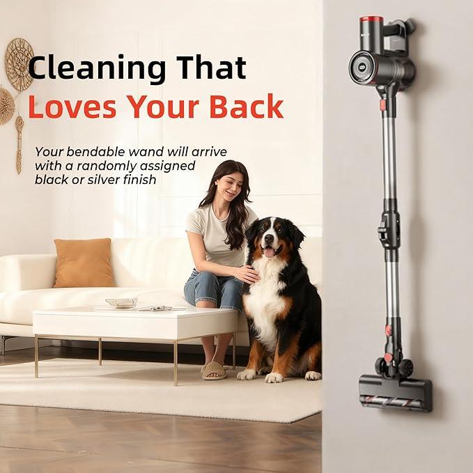 Cordless Vacuum Cleaner with Back-Saving&Self-Standing,450W/40Kpa Powerful Suction Stick Vacuum Cleaners for Home,45Min Stick Vacuum Cordless for Hard Floors,Carpets,Pet Hair,Car - NeatNest