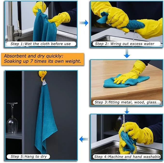 Microfiber Cleaning Cloths for House;Reusable Cleaning Towels Rags for Kitchen;Washable Lint Free,Streak Free,Non-Abrasive,Pack of 6;16"x12" - NeatNest