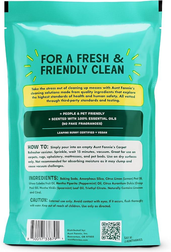 Aunt Fannie's Carpet Refresher & Deodorizer Powder, Multi-Purpose Carpet, Rug, and Upholstery Odor Eliminator for Homes with Cats & Dogs, Bright Lemon Scent, 16 oz Refill, Pack of 3 - NeatNest