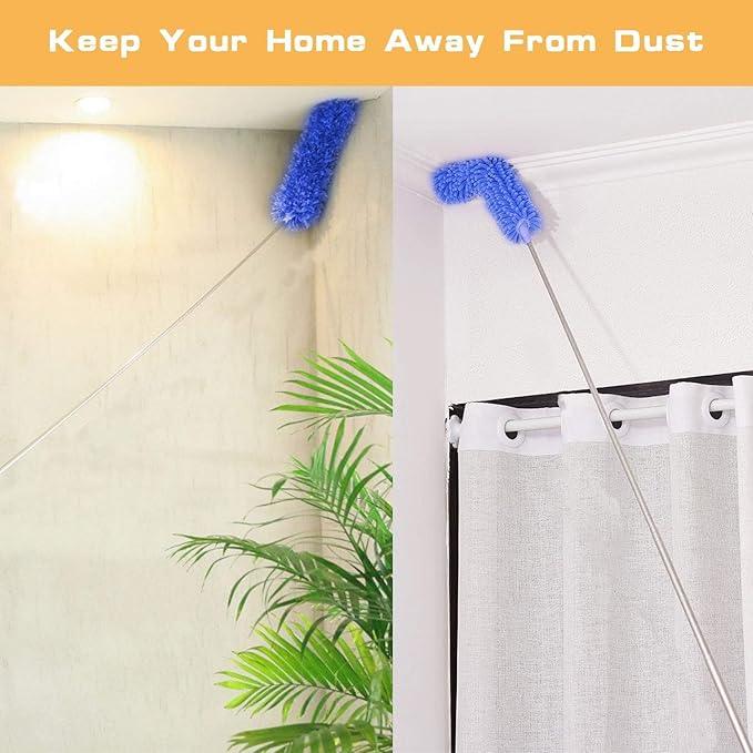 Professional Microfibre Dusters for Cleaning - Extendable 30-81" Cobweb Remover Kit with 3 Washable Heads, Bendable Design for High Ceilings, Fans & Hard-to-Reach Areas - NeatNest