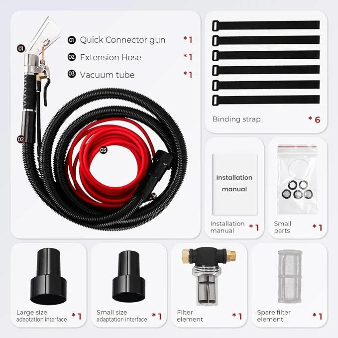 Shop Vac Extractor Kit, Better Extractor Hose Kit for Carpet & Upholstery Cleaning in Home and Auto, with Wand, Hose & Adapter - NeatNest