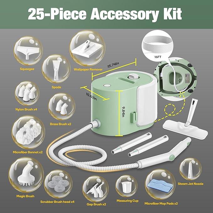Newbealer Heavy-Duty Steam Cleaner for Home, Stainless Steel Boiler, Steam Mop with 25-Piece Accessories, Max 5 Bar, Multi-Purpose Steamer for Floors, Cars, Furniture, Tiles, and More - NeatNest