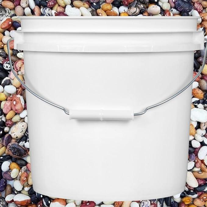 House Naturals 2 Gallon Bucket with Screw on Lid - Pack of 3 Made in USA Containers (White Buckets with White Lids) - NeatNest
