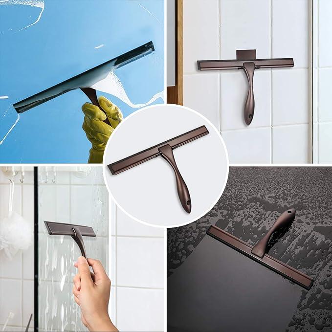Hiware All-Purpose Shower Squeegee for Shower Doors, Bathroom, Window and Car Glass - Bronze, Stainless Steel, 14 Inches - NeatNest