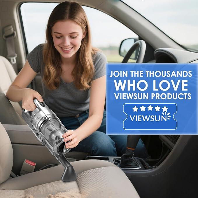 Viewsun Car Cleaning Kit, 17PCS Car Interior Detailing Kit with Gray High Power Handheld Vacuum, Detailing Brush Set, Windshield Cleaner, Cleaning Gel, Complete Auto Accessories for Men, Women - NeatNest