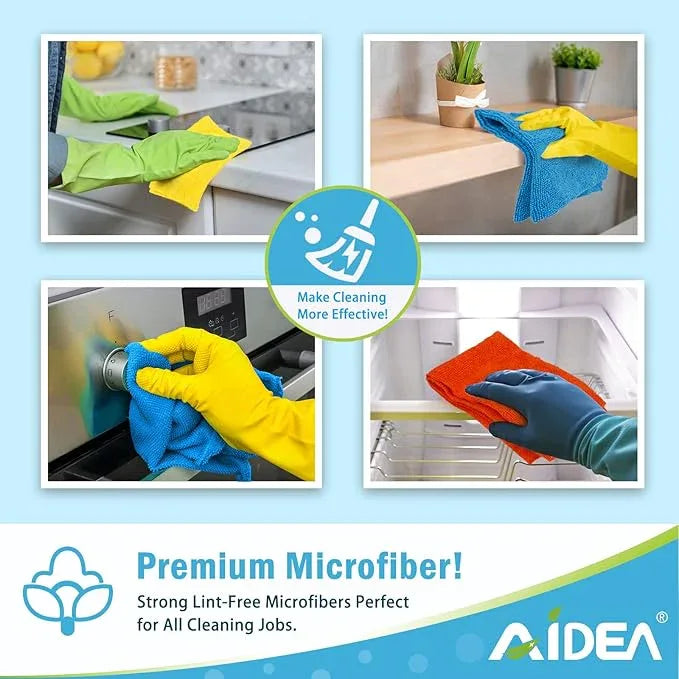 AIDEA Microfiber Cleaning Cloth 100PK, Soft Absorbent Rags, Microfiber Towels for Cars, Kitchen Towels, Dusting Cloth for Home, Window, Cleaning Supplies,12"×12" - NeatNest