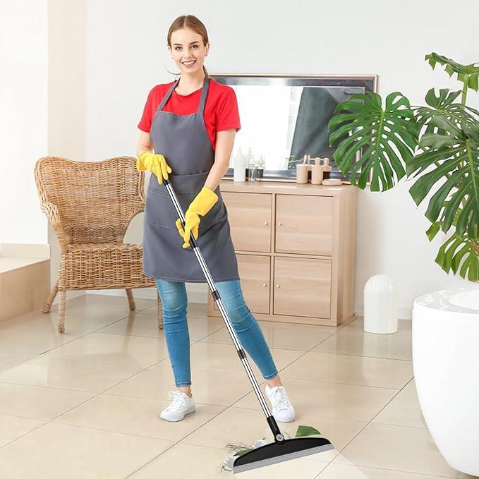 Multifunction Magic Broom, 54 Inch Adjustable Long Handle Silicone Floor Squeegee Broom, Sweep and Scrape 2 in 1 Household Cleaning Brooms for Floor, Bathrooms, Showers, Tile, Pet Hair, Black Grey - NeatNest