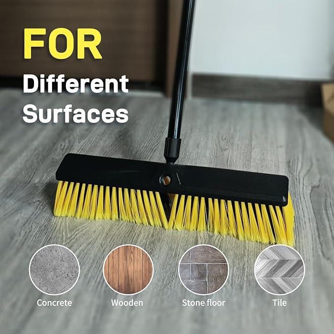 FRAXIR 4PCS Push Broom Head Outdoor Large Stiff Bristle Broom Head - Excellent Cleaning Performance - Easy Installation Broom Head(18 inches) - NeatNest