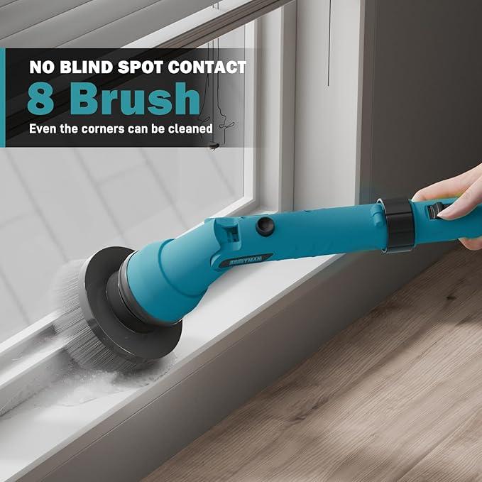 Alloyman 1200RPM Electric Spin Scrubber, Floor Cordless Cleaning Brush, 2 * 20V Replaceable Battery, Power Scrubber for Cleaning with 8 Brushes for Bathtub/Tub/Tile/Floor - NeatNest