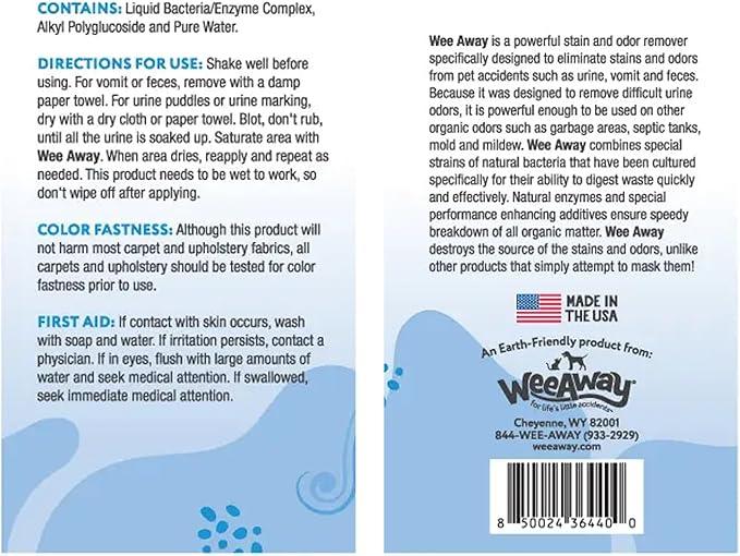 Wee Away Original Formula Concentrated Stain & Odor Remover, Enzyme Cleaner, Pet Urine Odor Eliminator for Home - Pet Mess Destroyer for Carpet & Furniture, Ocean Breeze Scent, 32 fl oz - NeatNest