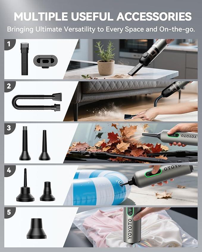 Car Vacuum, Handheld Vacuum Cordless with 21000Pa Powerful Suction & 3 Modes, 4-in-1 Portable Hand Held Mini Vacuum Cleaner Rechargeable, Ultra Light for Car Home Office (Silver) - NeatNest