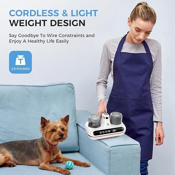 Mattress Vacuum Cleaner - 5-in-1 Cordless Bed Vacuum Cleaner, Powered by UV-C Light & Ultrasonic Technology, 16Kpa Strong Suction,Low Noise,Suitable for Dust, Pet Hair, Etc. - NeatNest
