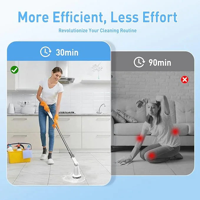 Marchpower Electric Spin Scrubber, Power Shower Scrubber Cordless Cleaning Brush 6 Replaceable Brush Heads, 2 Speeds, Adjustable Detachable Handle, IPX7 Waterproof Bathroom Scrubber Tub Tile Floor - NeatNest