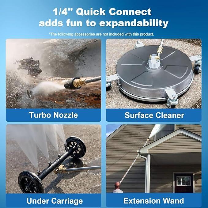 Pressure Cleaner, Heavy Duty Power Cleaner with Foam Cannon, 4 Nozzle Tips,33FT Hose and Soap Bottle for Home/Cars/Driveways/Patios/Decks/Fences - NeatNest