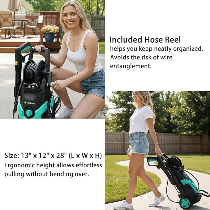 2025Upgraded Pressure Washer 4500PSI with 4 Quick Connect Nozzles,Inlet Hose & Filter, Foam Cannon for Cars/Fences/Driveways/Patios/Home Cleaning,Blue - NeatNest