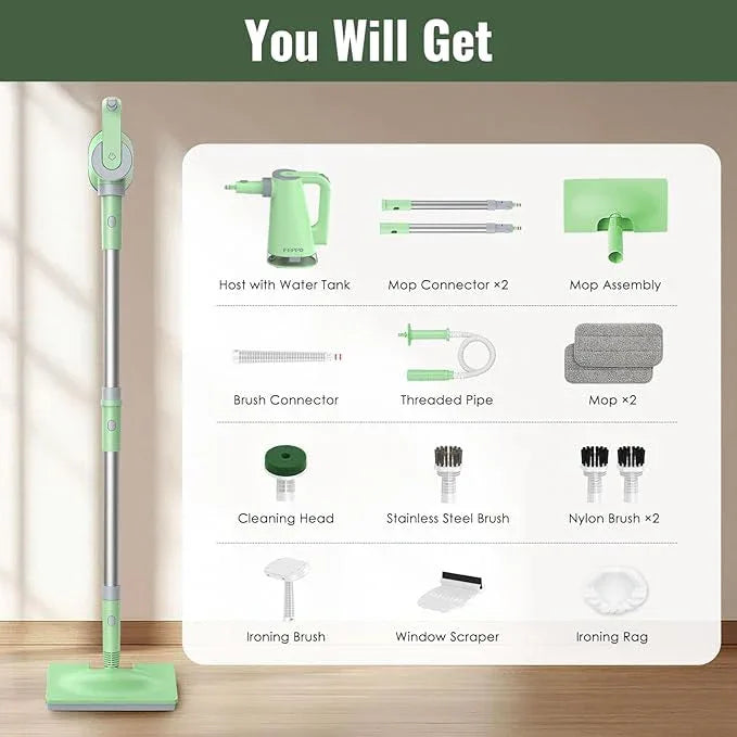 FEPPO Steam Mop & Detachable Handheld Steam Cleaner for Home and Floor Cleaning, 15s Heat-Up, 230°F Floor Steamer for Deep Cleaning with Multi-purpose Attachments Hardwood Floors, Tile,Grout,Furniture - NeatNest