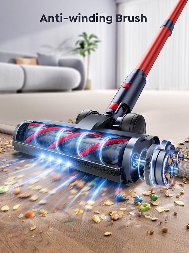 Cordless Vacuum Cleaner, 600W 50Kpa 65Mins Vacuum Cleaners for Home, Stick Vacuum with Self-Standing, Touch Screen, Vacuum Cleaner with Charging Station for Hard Floor Carpet Car Pet - NeatNest