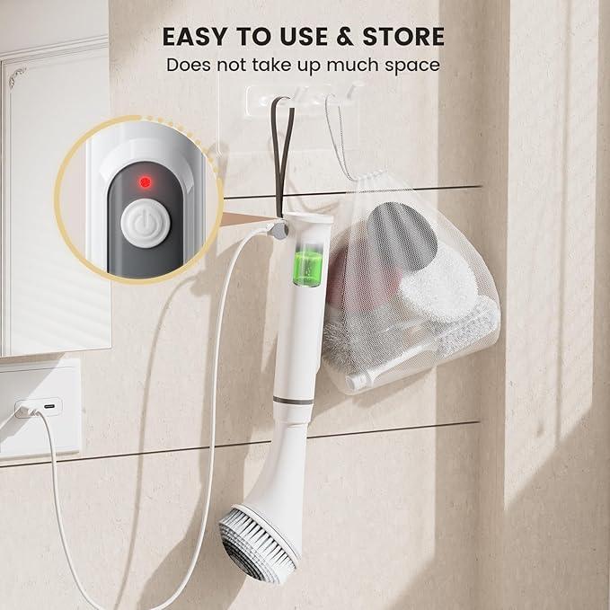 Electric Spin Scrubber Brush - Rechargeable Cordless Cleaning Brush with Full-Body IPX7 Waterproof, 6 Interchangeable Heads & 2-Speed Modes for Bathroom, Kitchen, Tile - NeatNest