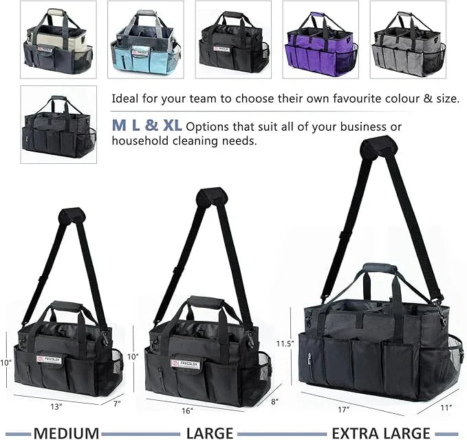 XL Professional Cleaning Caddy for Cleaning Suppliers, 17" Wearable Cleaing Bag for Housekeepers, Cleaning Organizer, Detailing Bag - NeatNest