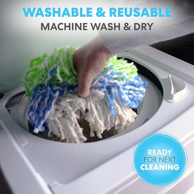 SIMPLI-MAGIC 79349 Spin Mop Cleaning System with 3 Microfiber Mop Heads, Red/GRAY,Red/Black