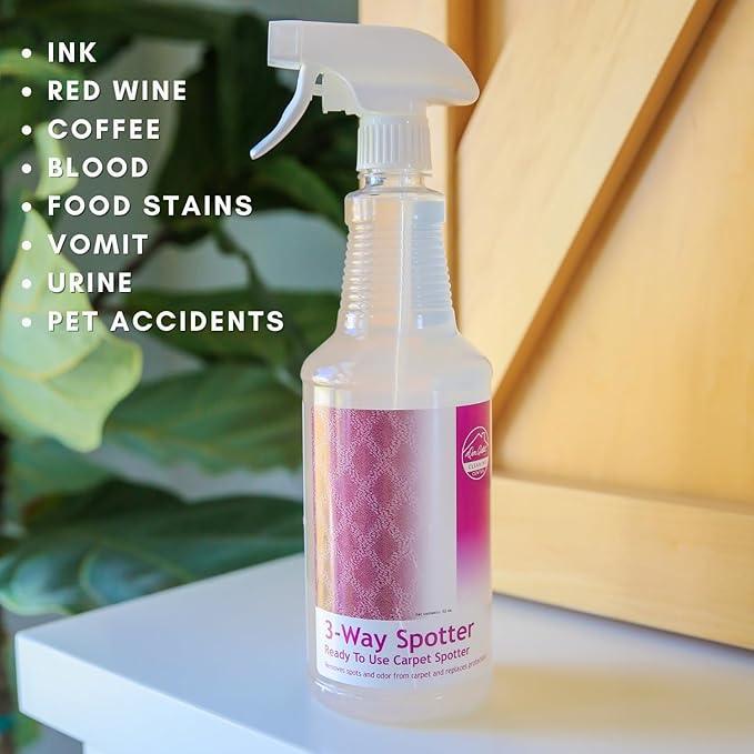 Don Aslett 3-Way Spotter (1 Liter Bottle, Pack of 2) Stain Remover, Odor Eliminator, Carpet Protector | Ready-to-use Rug Deodorizer and Spots Cleaner | Remove Carpet Stains with Enzymes - NeatNest