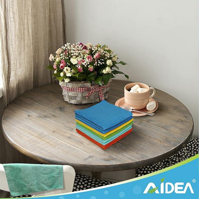 AIDEA Microfiber Cleaning Cloth, 10PK, Soft Absorbent Rags, Microfiber Towels for Cars, Kitchen Towels, Dusting Cloth for Home, Window, Cleaning Supplies, 12"×12" - NeatNest