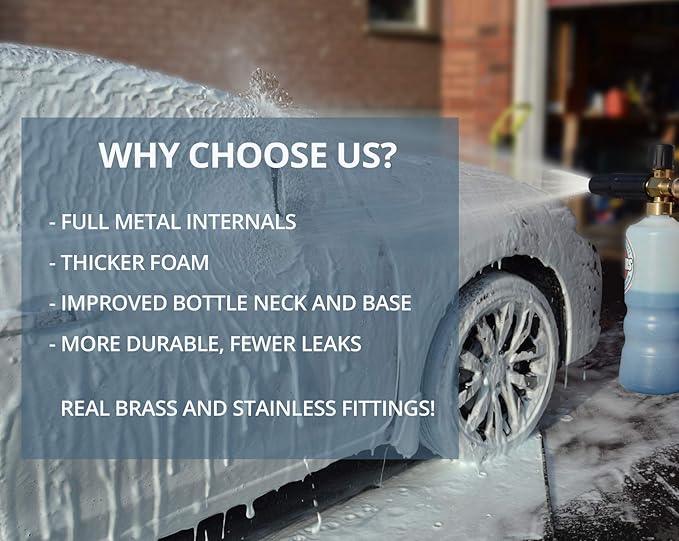 McKillans Car Wash Foam Cannon for Pressure Washer - Snow Lance Soap Dispenser for Car Washing with Adjustable Thick Foam - Including 1/4 Quick Connector - NeatNest