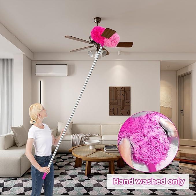 Ceiling Fan Cleaner Duster with 60 inch Extension Pole, Dusters for Cleaning High Ceiling Fan Blades, Dusters Kit with Storage Bag, Cleaning Tools for Families (13pcs) - NeatNest