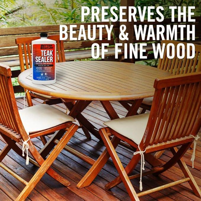 Teak Cleaner and Brightener for Wood, Teak Oil or Sealer for Boats, Indoor Furniture, Shower Stools, and Outdoor Wood Furniture Restorer for Stains - NeatNest