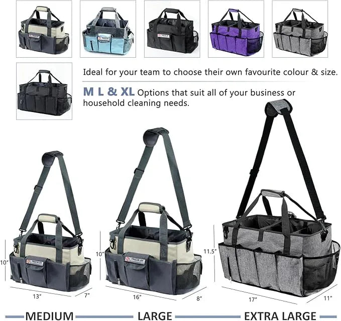 XL Professional Cleaning Caddy for Cleaning Suppliers, 17" Wearable Cleaing Bag for Housekeepers, Cleaning Organizer, Detailing Bag - NeatNest