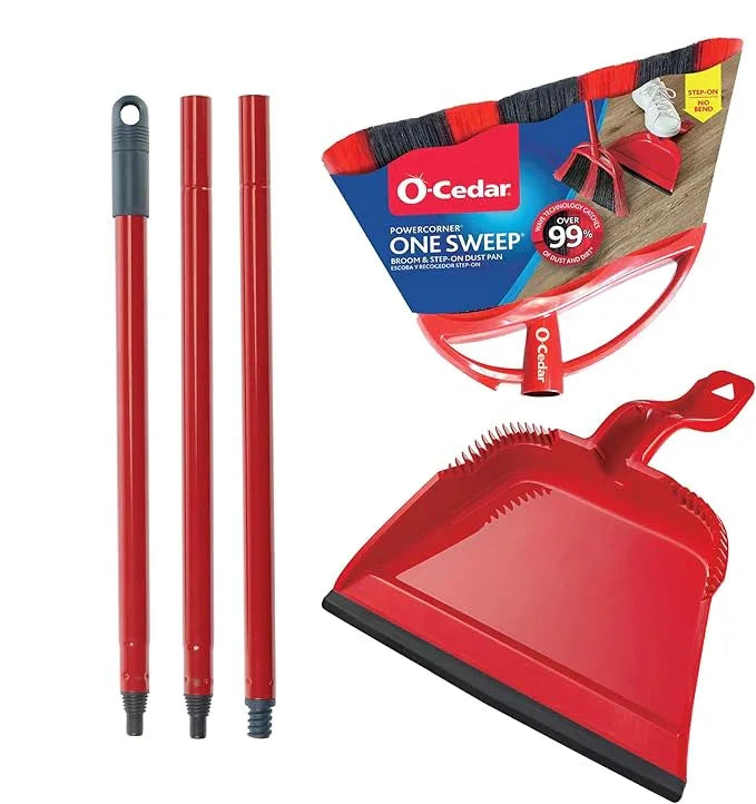 O-Cedar One Sweep Broom with Step-On Dustpan | Remove 99% with One Sweep | Lightweight Quiet Cleaning Tool | Ideal for Pet Owners - NeatNest