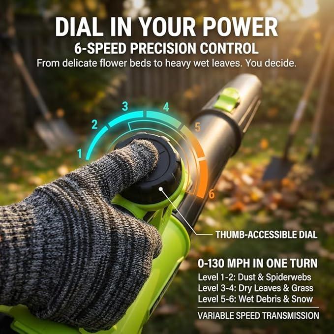21V Cordless Leaf Blower - 3500W 350m/s, Stepless Variable Speed, Extended Nozzle, Rechargeable with Safety Gear (Green:2*Battery + Charger) - NeatNest