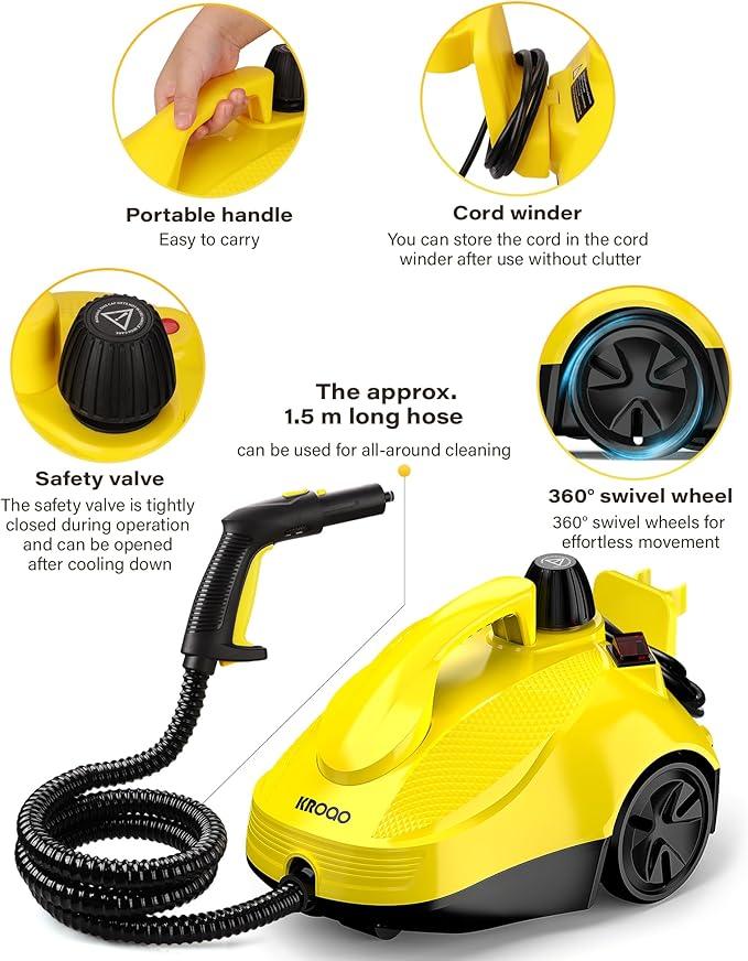 Multi-Purpose Steam Cleaner with 23 Accessories. Powerful steam cleaner effortlessly tackles grease and grime on any surface. 16.4-foot extra-long power cord delivers exceptional coverage - NeatNest