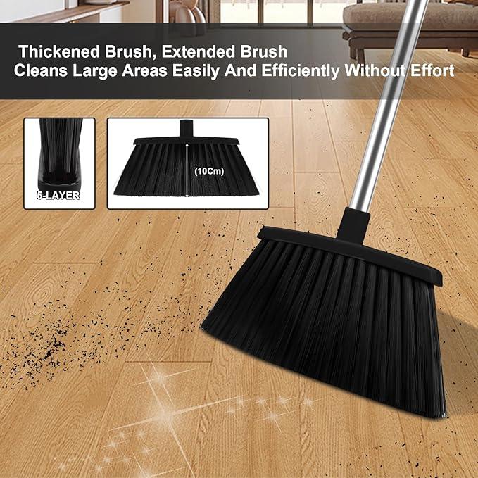 Broom and Dustpan Set, Household Broom with Dustpan Combo Set, 51" Long Handle, Dust Pan Set for Kitchen Office Lobby Floor - NeatNest