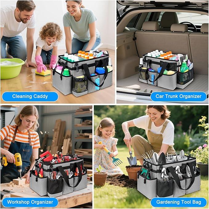 Cleaning Caddy Bag, Cleaning Supplies Organizer for Housekeepers, Housekeeping Caddy with Handle and Detachable Padded Cushion, Gray - NeatNest