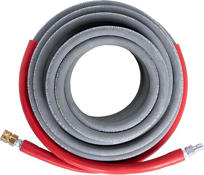 Simpson Cleaning 41188 Wrapped Rubber 10,000 PSI Pressure Washer Hose, Hot and Cold-Water Use, Industrial Strength, 3/8 Inch Inner Diameter, 100 Feet, Gray - NeatNest
