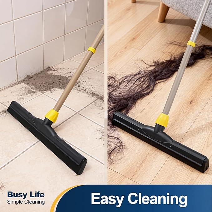 Yocada Floor Squeegee Scrubber Adjustable Telescopic Pole Heavy Duty Household Broom EVA Foam Blade for Garage Courtyard Shower Bathroom Floor Marble Glass Tile Water Foam Cleaning - NeatNest